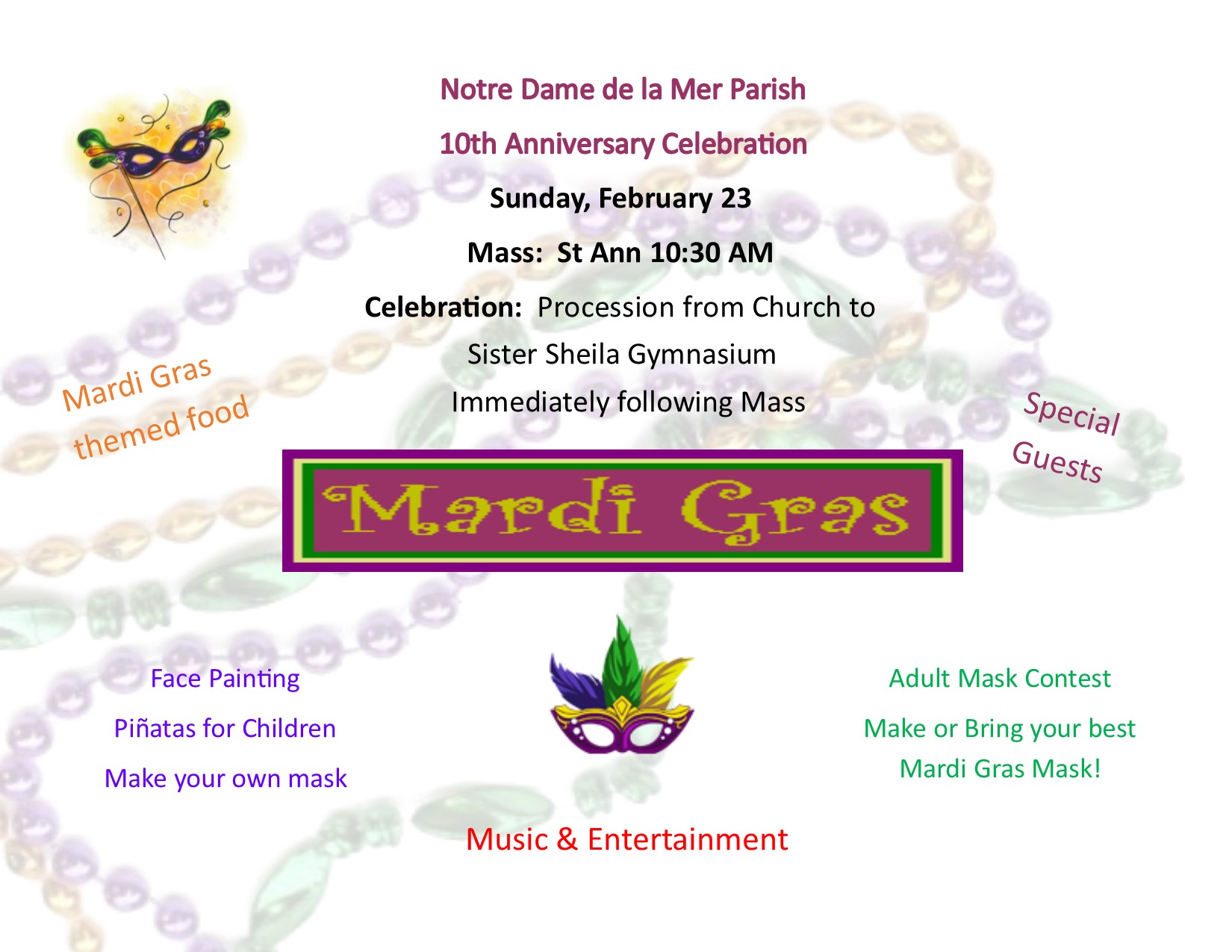 Parish 10th Anniversary Mass Notre Dame De La Mer Parish